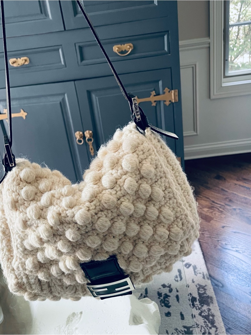 Fendi Vintage Ivory Popcorn Knit Mama Baguette - Picture 8 of 16